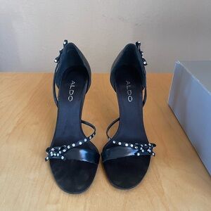 Aldo Black Heels with Crystal Details